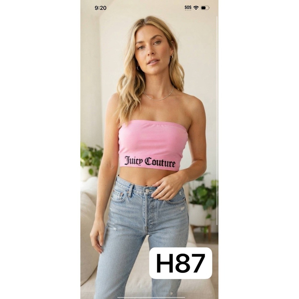 Juicy Couture Pink Intimates Padded Bandeau Tube Top Bralette Gothic Logo Large